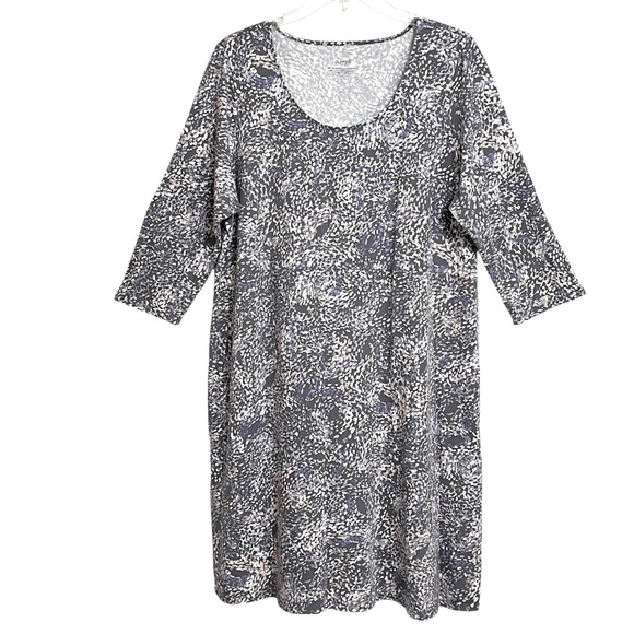 J. Jill Dresses & Skirts - J. Jill Pure Jill Abstract Print A Line Knit Dress L Gray Stretch Normcore Comfy